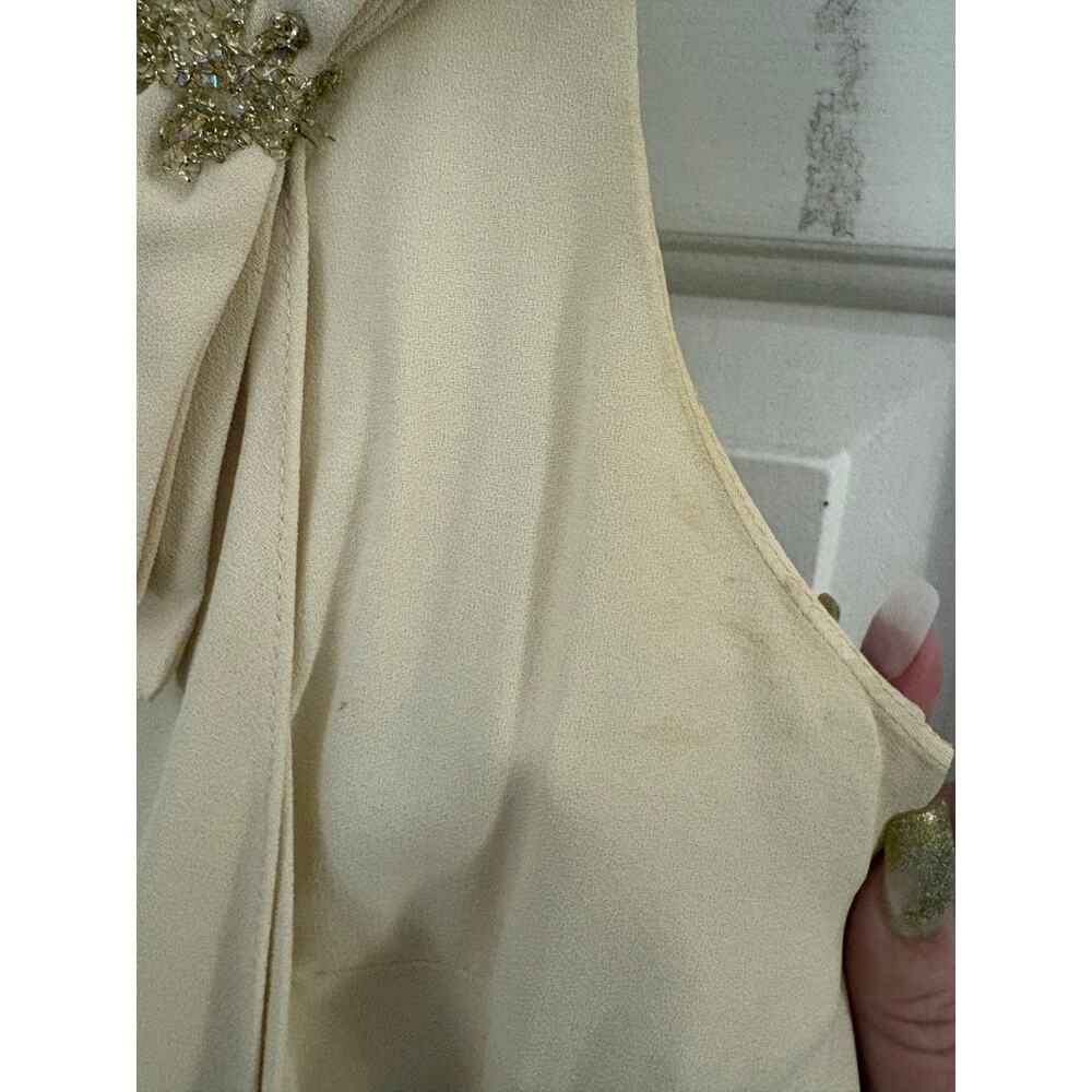 Vintage Sleeveless Cocktail Dress Large Bow Accent Retro Mod Elegant Evening - Picture 6 of 10